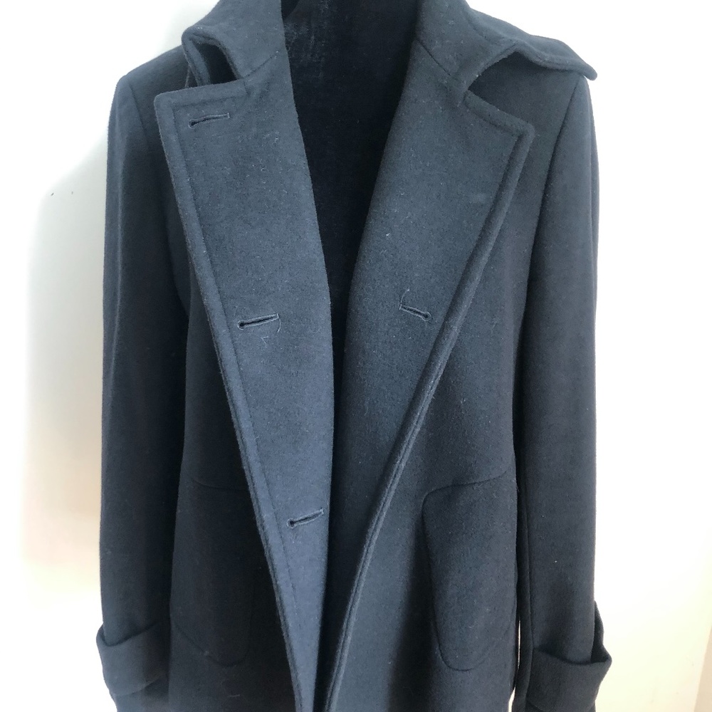 Zyga 44 Navy Wool and Cashmere collared peacoat
